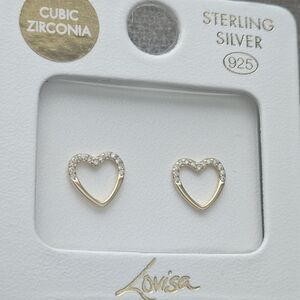 Lovisa Sterling Silver Goldplated Heart Stud Earrings Cubic Zirconia